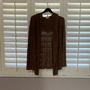 Silence + Noise honey brown hooded long sleeve open-front Cardigan. Size S.